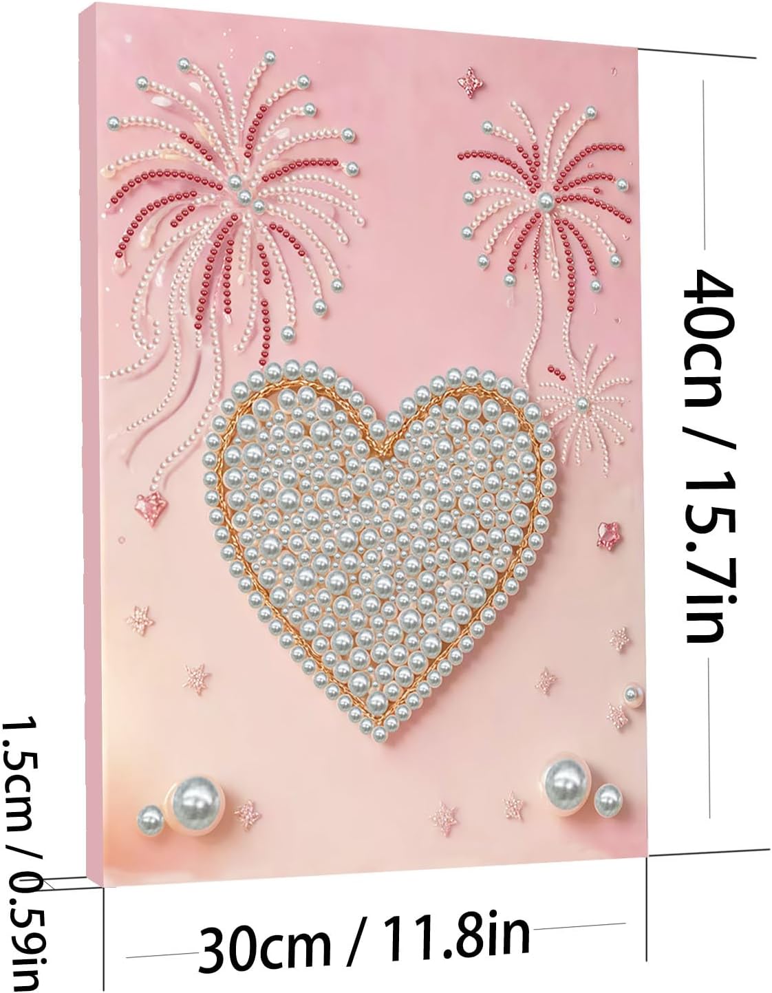 Pink Heart Pearl Art Painting with Frame, 30x40cm Textured Handmade DIY Gem Art Kit, Complete Home Wall Decor Set for Beginners, Living Room & Creative Gift for Adults