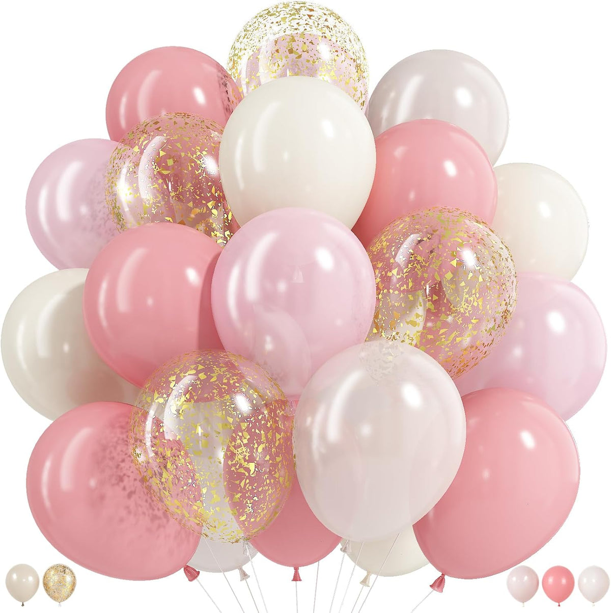 Pink and Gold Balloons, 50 Pcs 12 Inch Double Stuffed Dusty Pink