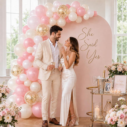 Pink and Gold Balloons, 50 Pcs 12 Inch Double Stuffed Dusty Pink