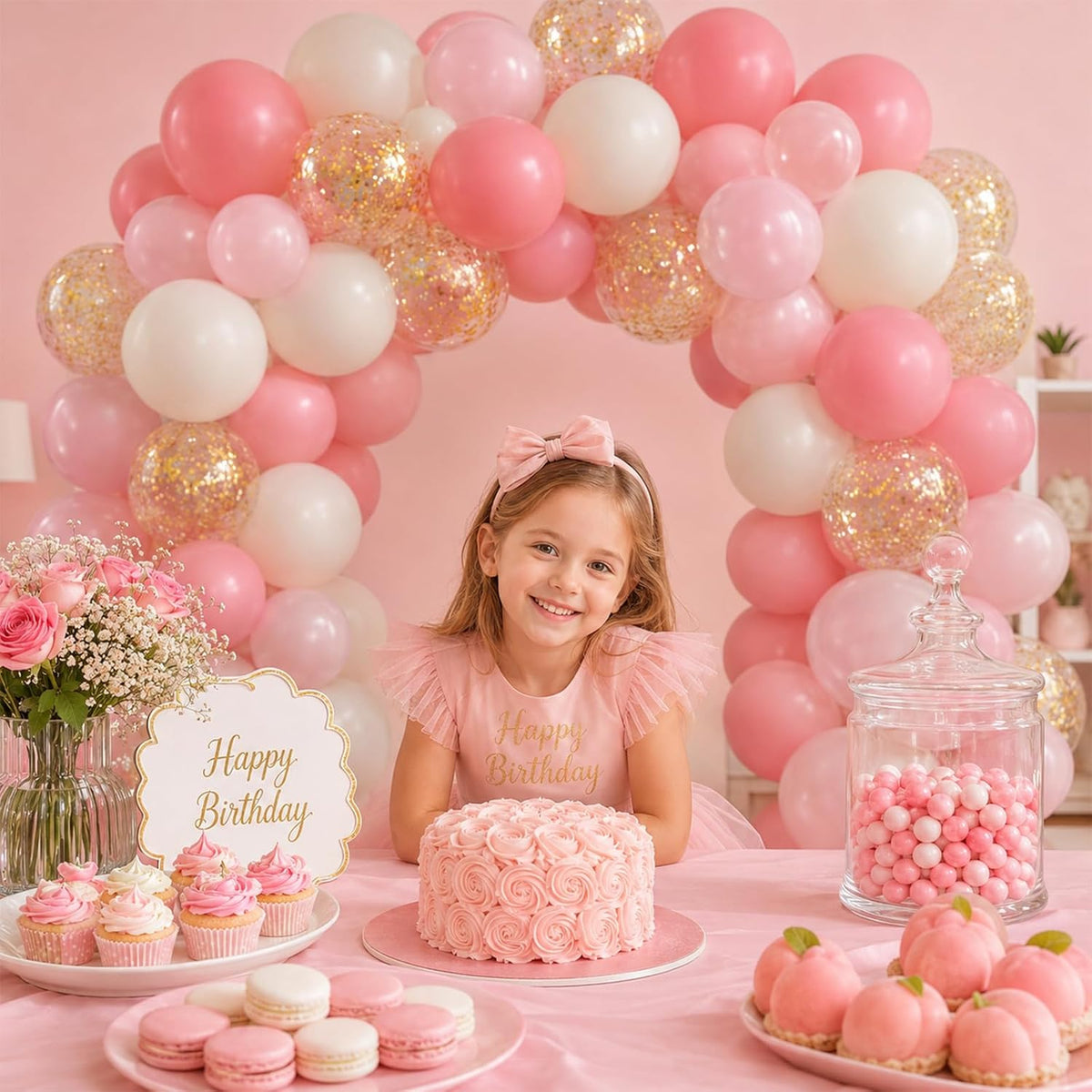 Pink and Gold Balloons, 50 Pcs 12 Inch Double Stuffed Dusty Pink