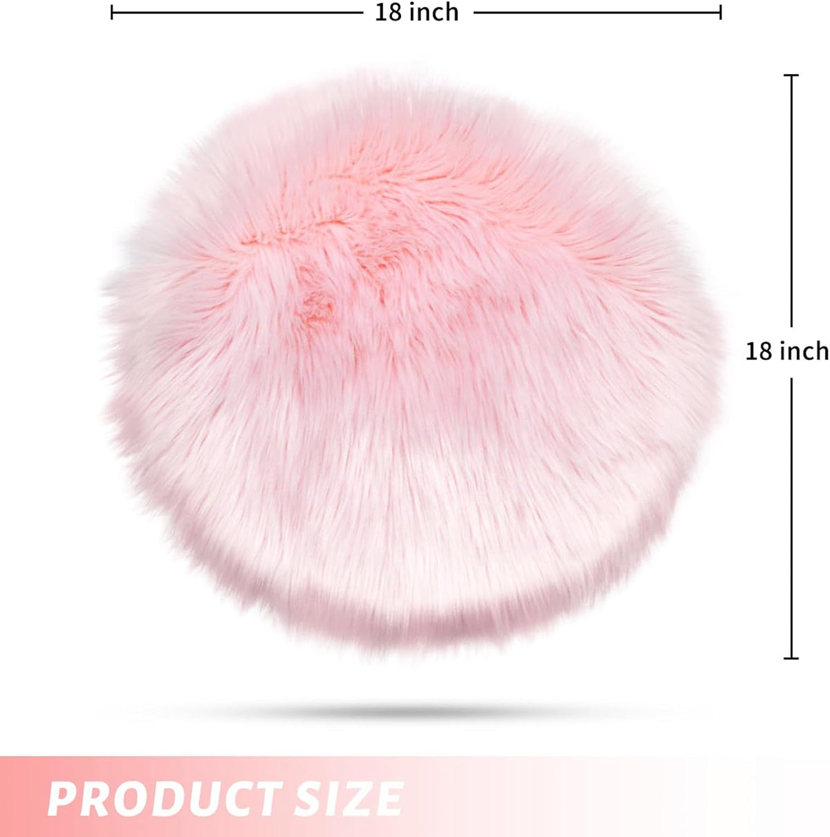 18" x 18" Round Faux Sheepskin Chair Cover Seat Cushion Pad Super Fluffy Soft Fur Rug for Vanity Chair, Car Seat, Sofa, Living Room, Office (Pink)