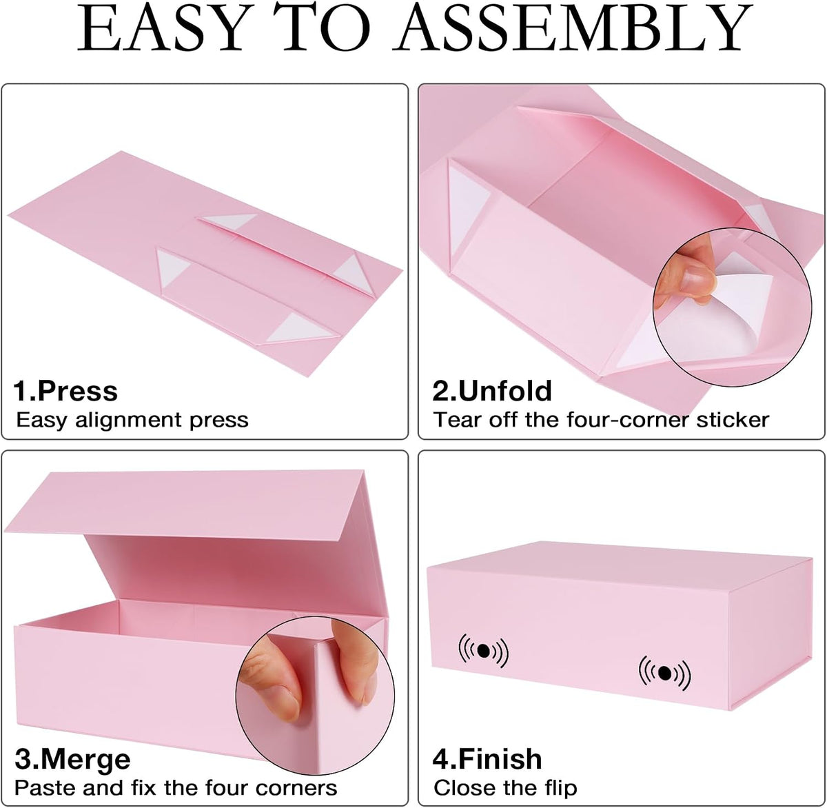 LFBOX Pink Gift Box with Magnetic Lids 13.8x8.3x4.4 in, Large Bridesmaid Groomsman Proposal Boxes 5 Pack, Collapsible Rectangle Storage Box