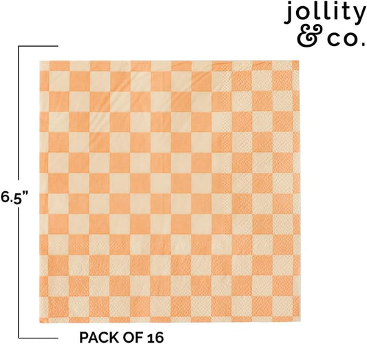 Jollity & Co Check It! Large Napkins - Party Napkins in Tickle Me Pink - Pack of 16 Dinner Napkins - Easy to Mix and Match - Paper Napkins to Suit All Occasions and Birthday Decorations