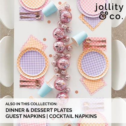 Jollity & Co Check It! Large Napkins - Party Napkins in Tickle Me Pink - Pack of 16 Dinner Napkins - Easy to Mix and Match - Paper Napkins to Suit All Occasions and Birthday Decorations