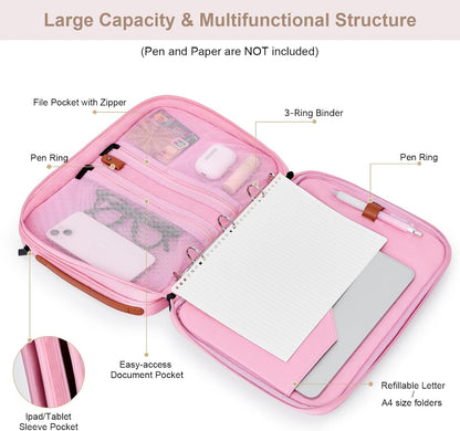 Portfolio Organizer Binder with Zipper - 3-Ring Padfolios for Women & Men