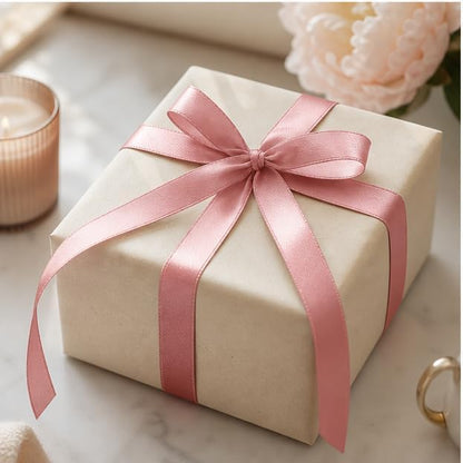 Double Face Peach Pink Satin Ribbon 5/8 inch X 100 Yards Fabric Ribbons for Gift Wrapping Bows Bouquet Sewing Craft Home Decor Hair Floral