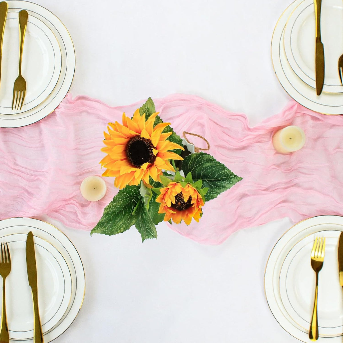 Pink Cheesecloth Table Runner 12 Pack 120 Inch Light Pink Cheese Cloth Table Runner 10ft Long Gauze Table Runners for Wedding Decor Bridal Shower Baby Shower Party Table Decorations