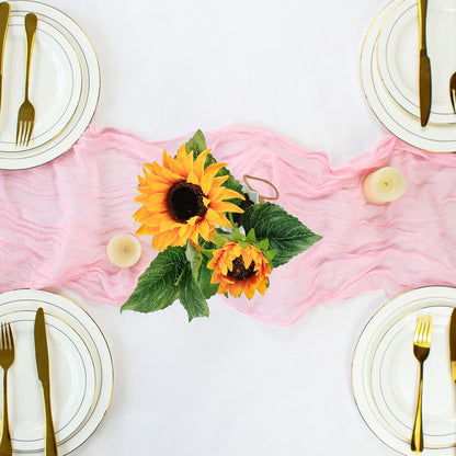 Pink Cheesecloth Table Runner 12 Pack 120 Inch Light Pink Cheese Cloth Table Runner 10ft Long Gauze Table Runners for Wedding Decor Bridal Shower Baby Shower Party Table Decorations