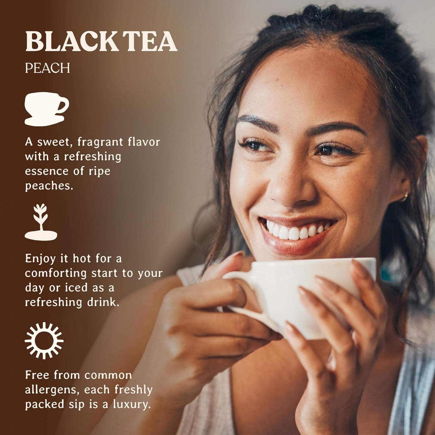 Peach Flavored Black Tea Bags, Individually Wrapped, Fruity Envelope Kenyan Peach Tea Bags, Sweet with Uplifting Aroma (Box of 20) (40g)