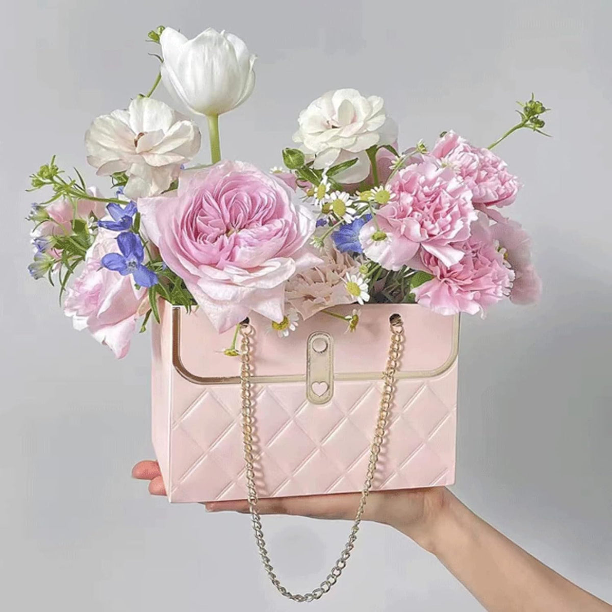 LONG XIN SERIES 8PCS Pink Cardboard Flower Bouquet Party Gift Bags