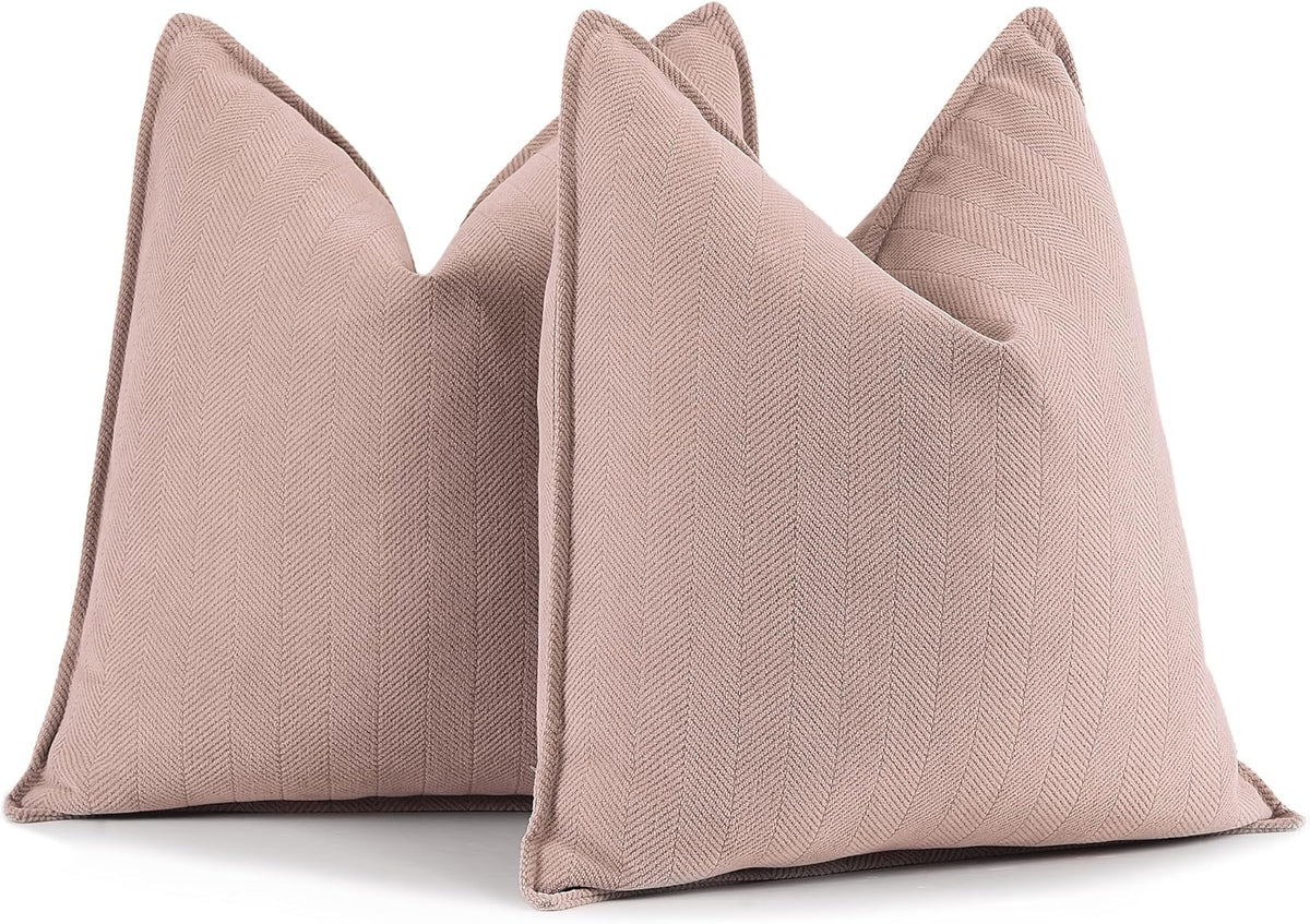 Dusty Pink Valentine Pillow Covers 18x18 Set of 2 Chenille Throw Pillow Covers with Elegant Design Soft and Luxurious Decorative Throw Pillows for Couch, Bed, and Home Decor