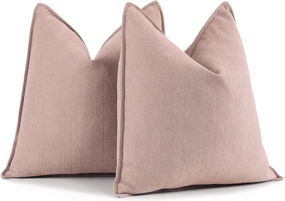 Dusty Pink Valentine Pillow Covers 18x18 Set of 2 Chenille Throw Pillow Covers with Elegant Design Soft and Luxurious Decorative Throw Pillows for Couch, Bed, and Home Decor