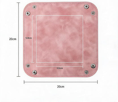 Valet Tray Desktop Storage Organizer – Vegan Leather Catchall Bedside Vanity Tray Nightstand Caddy Holder for Remote Controller, Watch, Keys, Phone, Wallet, Coin, Jewelry, Stone Pink