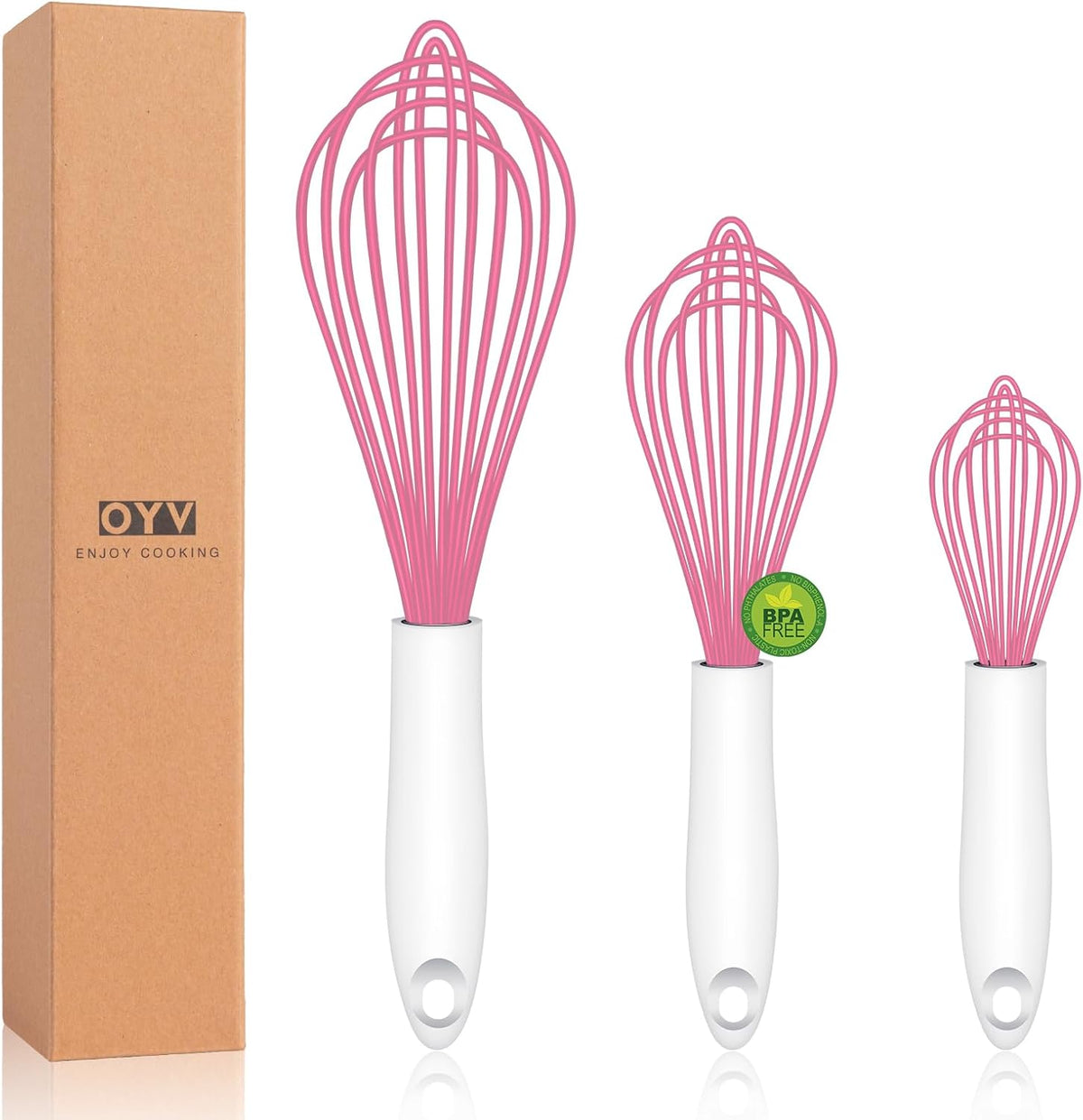 Pink Silicone Whisk Set of 3