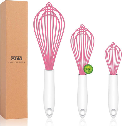 Pink Silicone Whisk Set of 3