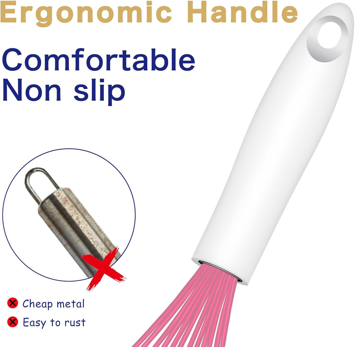 Pink Silicone Whisk Set of 3