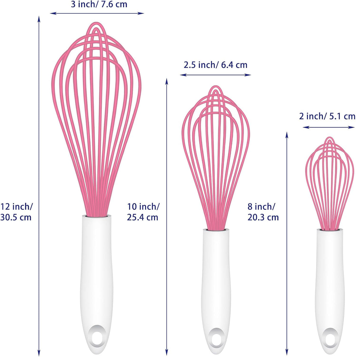 Pink Silicone Whisk Set of 3