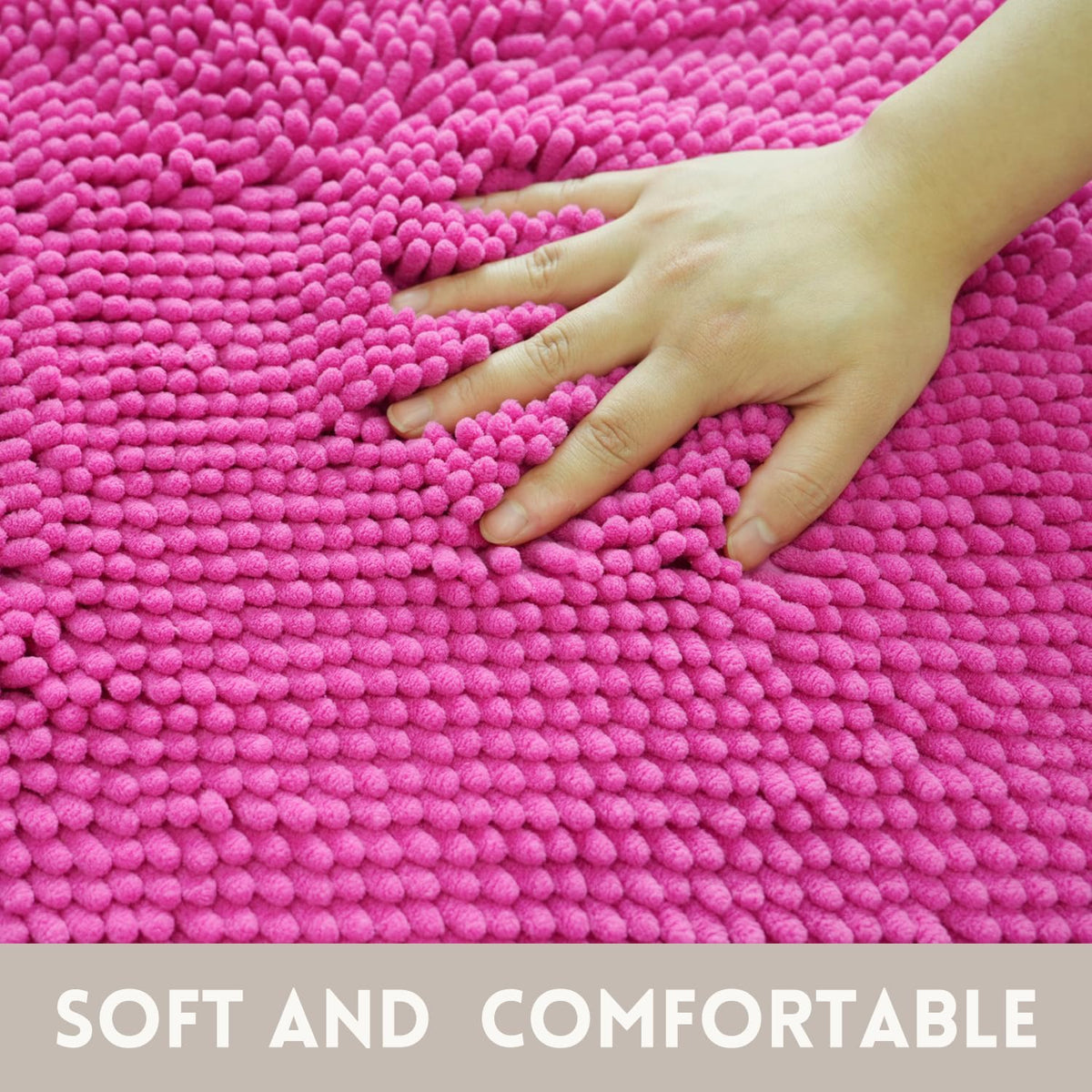 Valentine's Day Bathroom Mat Bathroom Rugs Chenille, Extra Thick and Absorbent, Non-Slip, Machine Washable, Dry Quckily, Soft Cozy Plush, Used Under Shower Bathtub and Sink, Hot Pink
