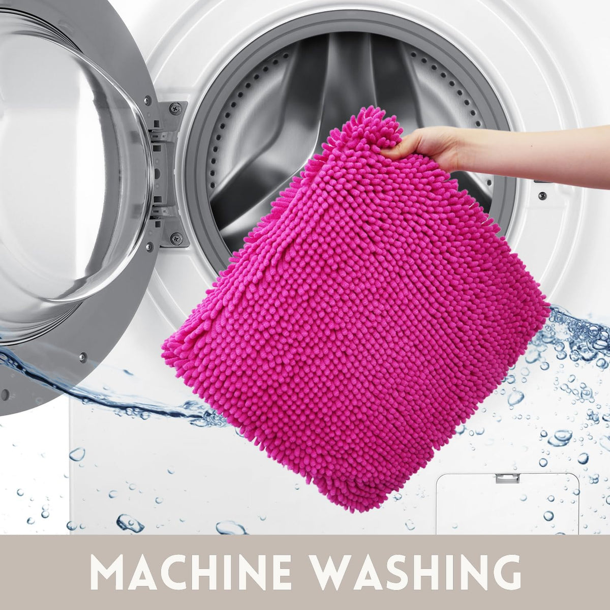 Valentine's Day Bathroom Mat Bathroom Rugs Chenille, Extra Thick and Absorbent, Non-Slip, Machine Washable, Dry Quckily, Soft Cozy Plush, Used Under Shower Bathtub and Sink, Hot Pink