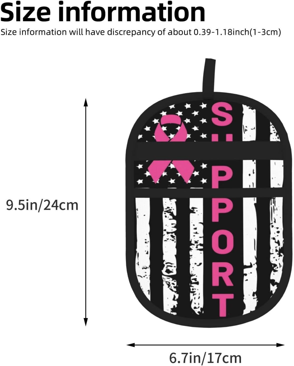Support Breast Cancer Awareness Pink Ribbon Flag Pet Hair Removal Glove Dogs Hair Remover Glove Cats Fur Removal Tool with Hanging Loop for Couch 6.7X9.5 in