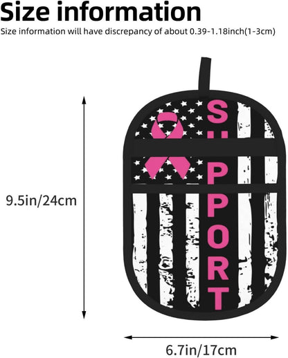 Support Breast Cancer Awareness Pink Ribbon Flag Pet Hair Removal Glove Dogs Hair Remover Glove Cats Fur Removal Tool with Hanging Loop for Couch 6.7X9.5 in