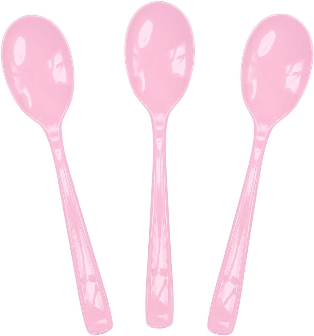50 PCS Light Pink Plastic Spoons Disposable Utensils Heavy Duty Baby Pink Spoons Disposable Cutlery for Birthday Wedding Baby Shower Bridal Shower Plastic Silverware