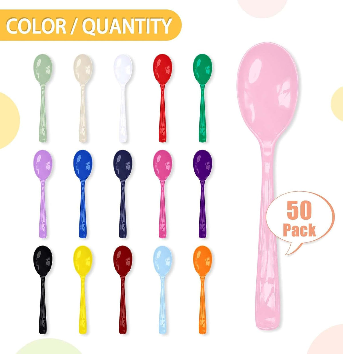 50 PCS Light Pink Plastic Spoons Disposable Utensils Heavy Duty Baby Pink Spoons Disposable Cutlery for Birthday Wedding Baby Shower Bridal Shower Plastic Silverware