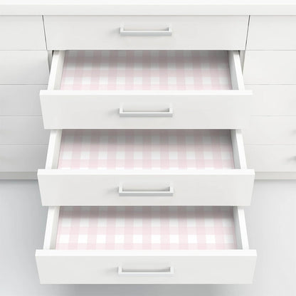 Pink Peel and Stick Wallpaper Gingham Checkered 17.3''×78.7''