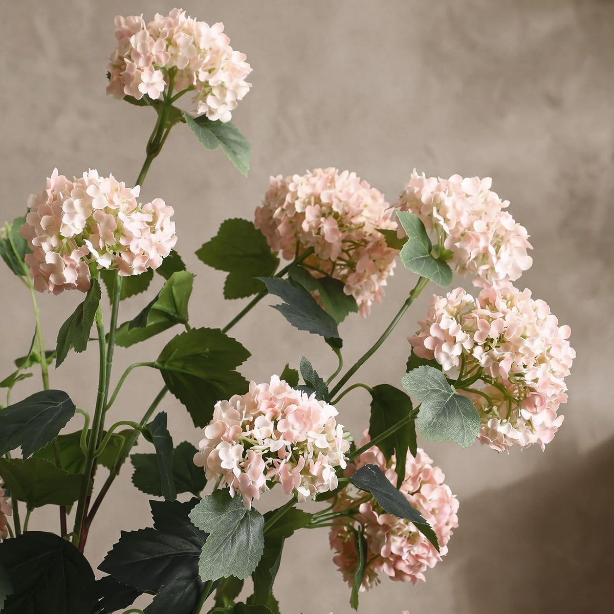 4 Pcs 33" Tall Artificial Snowball Hydrangea Flowers, Silk Hydrangeas with 20 Heads Long Stem for Tall Vase Decor, Wedding Table Centerpiece, Outdoor Living Room Arrangement(White Pink)