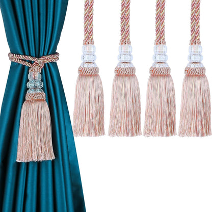 4 Pack Curtain Tiebacks with Tassel, Mix Pink