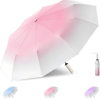 Mini Travel Umbrella Purse with Case Compact, Lightweight, UV Umbrella UPF 50+ Sun Protection, Windproof Portable Parasol for Women, Men & Kids