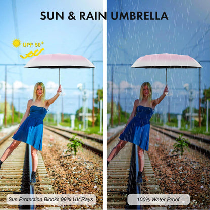 Mini Travel Umbrella Purse with Case Compact, Lightweight, UV Umbrella UPF 50+ Sun Protection, Windproof Portable Parasol for Women, Men & Kids