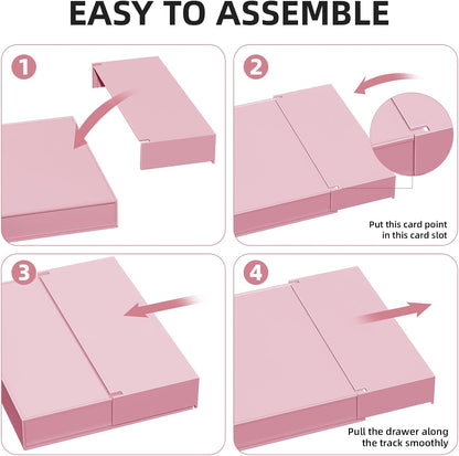Expandable Desk Drawer Organizer, Clear Plastic Drawer Organizer Tray with 10 Adjustable Compartments, Desk Organizers and Accessories, 5 Drawer Dividers for Office Supplies, Makeup (Pink)