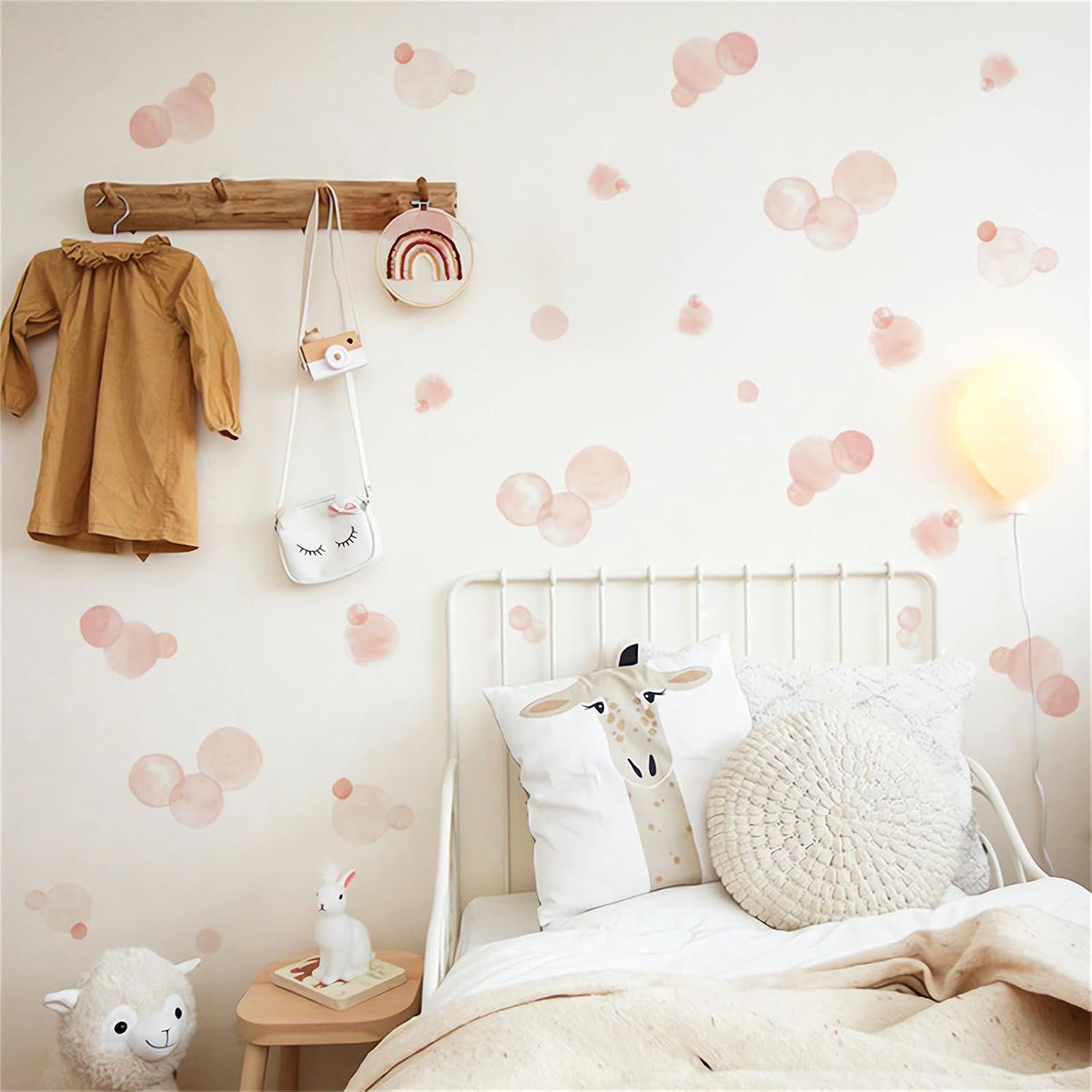Pale Pink Polka Dot Wall Stickers DIY Circle Art Wall Decals