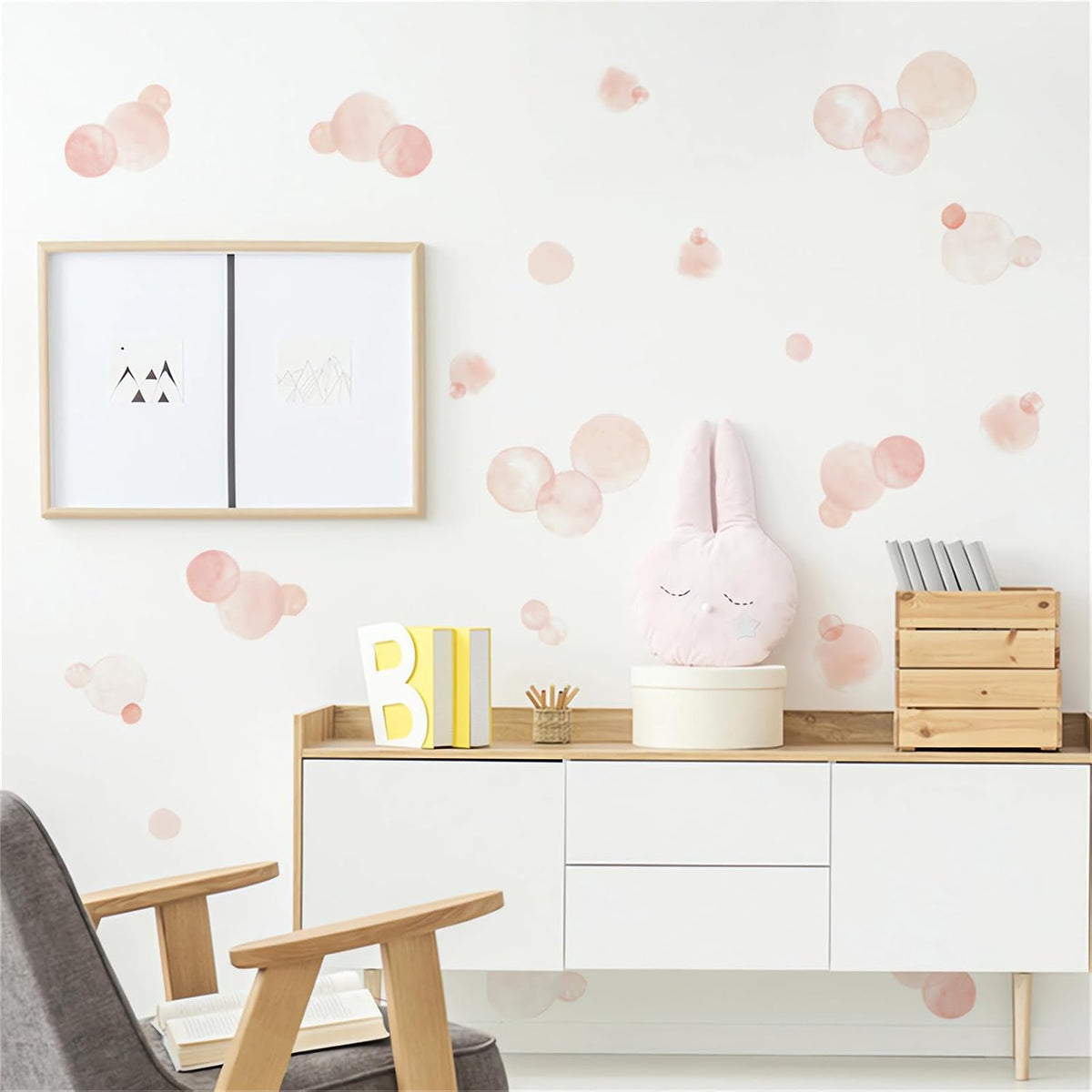 Pale Pink Polka Dot Wall Stickers DIY Circle Art Wall Decals