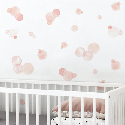 Pale Pink Polka Dot Wall Stickers DIY Circle Art Wall Decals