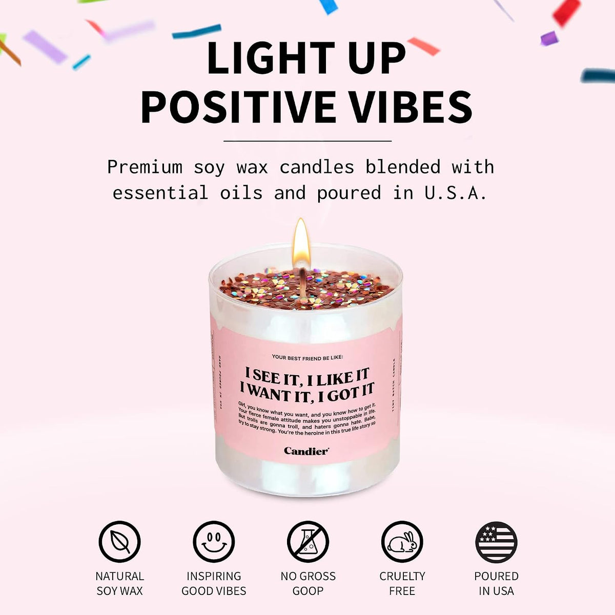 I See It, I Like It Scented Candle, Natural Soy with Orange & Peach Notes, Aromatherapy Candle for Relaxation, Unique Candles Gifts for Women, 60-Hour Burn Time - Candier