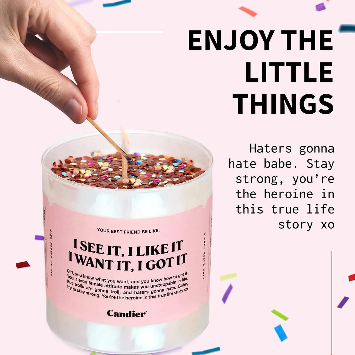 I See It, I Like It Scented Candle, Natural Soy with Orange & Peach Notes, Aromatherapy Candle for Relaxation, Unique Candles Gifts for Women, 60-Hour Burn Time - Candier