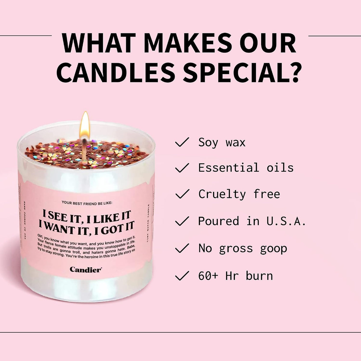 I See It, I Like It Scented Candle, Natural Soy with Orange & Peach Notes, Aromatherapy Candle for Relaxation, Unique Candles Gifts for Women, 60-Hour Burn Time - Candier