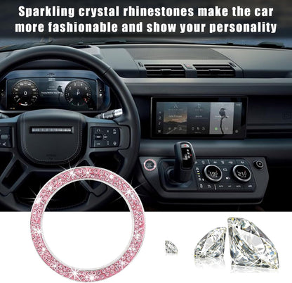 Bling Crystal Double Rhinestone Car Engine Start Decoration Ring, Sparkling Push Start Button Sticker, Key Ignition & Knob Ring Decoration, Bling Car Interior Accessory(Pink)