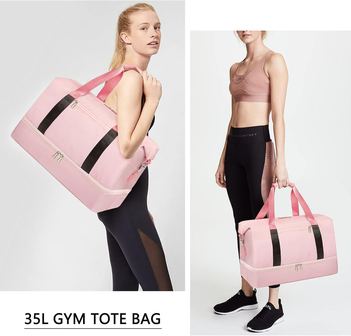 Sports Gym Bag for Women, Travel Duffle Bag with Shoe Compartment (Z-Pink)