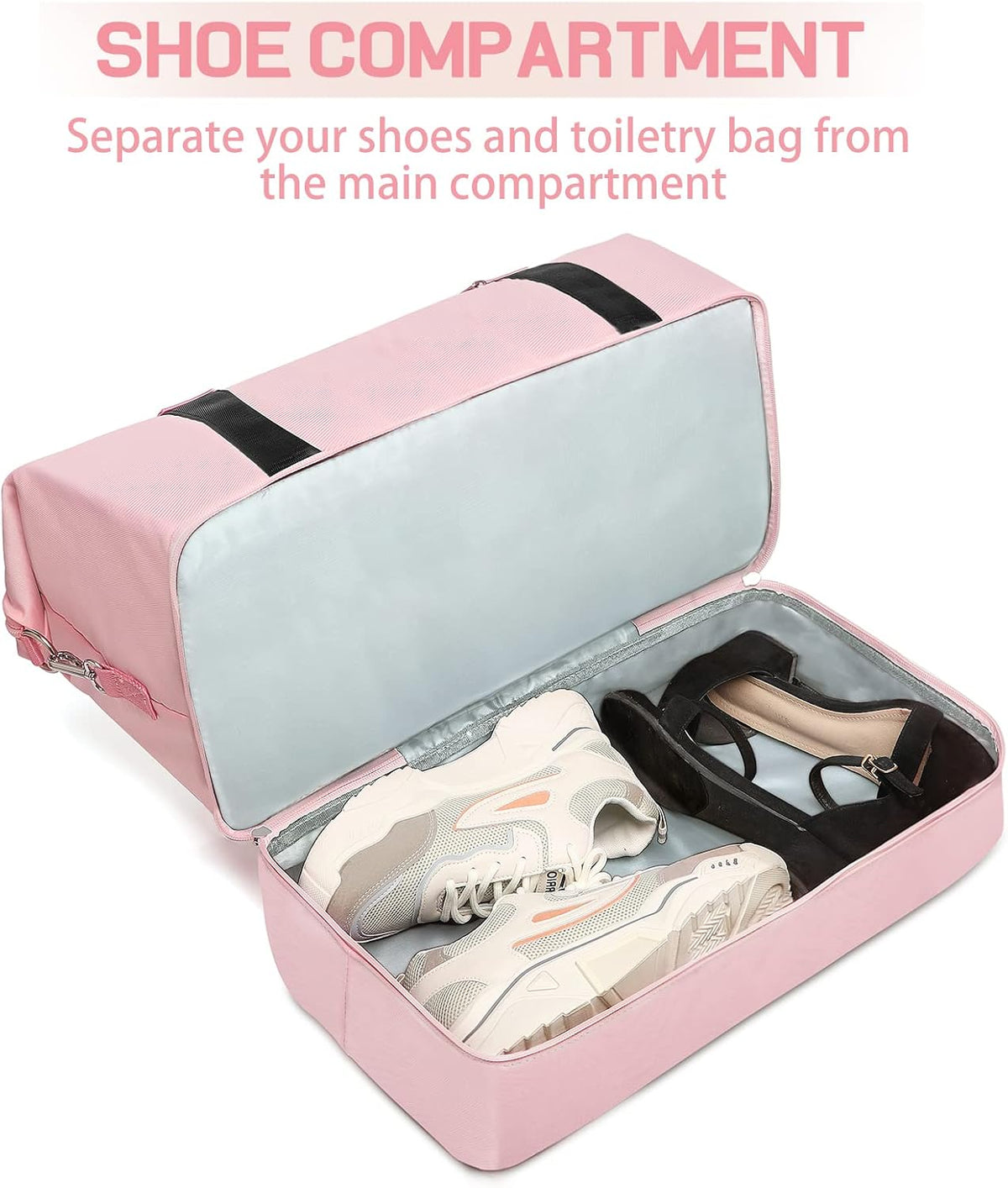 Sports Gym Bag for Women, Travel Duffle Bag with Shoe Compartment (Z-Pink)