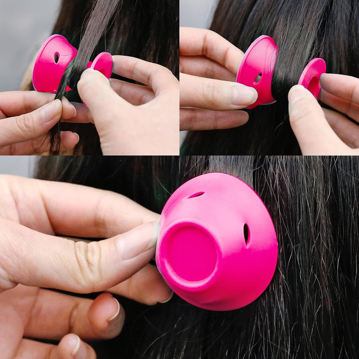 40Pcs Pink Hair Rollers,Silicone Heatless Curlers for Women Girl