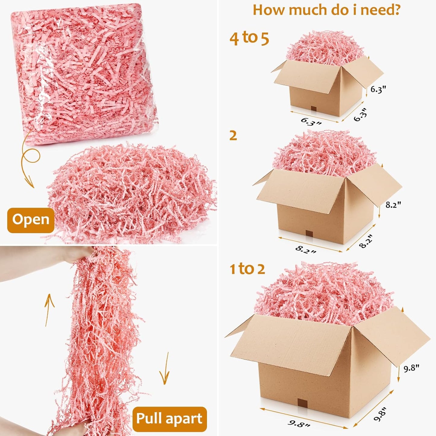 Pink Crinkle Cut Paper Shred Filler for Gift Baskets Box Bags 1/2 LB, Shredded Paper Grass for Bridesmaid Engagement Wedding Valentine's Day Mother's Day Easter Christmas Holiday Packaging Wrapping