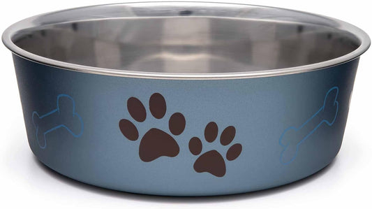 Loving Pets Bella Dog Bowls- Stainless Steel Dog & Cat Bowls - Spill Proof Dog Food Bowl, Cat Bowl, Puppy Essentials & Pet Supplies Great for Home & Travel (Medium 20-35 lbs, Blueberry)
