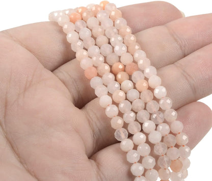 Peach Aventurine 4mm Faceted Round Beads Loose Beads 16 Inch for Jewelry Making Beads