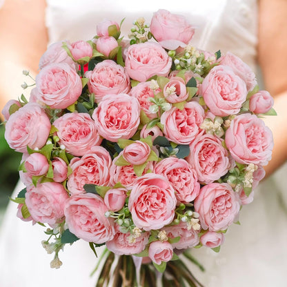 6 Pcs Peonies Artificial Flowers, Pink Flowers for Centerpieces
