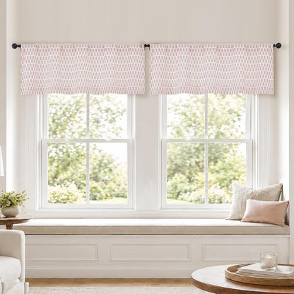 Pink Valances for Windows 14 Inch Length 2 Pcs, Light Filtering Faux Linen Modern Window Valances, Arrow Pattern Rod Pocket Small Curtains for Bedroom Bathroom Basement, 52" W x 14" L