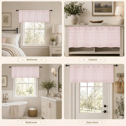 Pink Valances for Windows 14 Inch Length 2 Pcs, Light Filtering Faux Linen Modern Window Valances, Arrow Pattern Rod Pocket Small Curtains for Bedroom Bathroom Basement, 52" W x 14" L