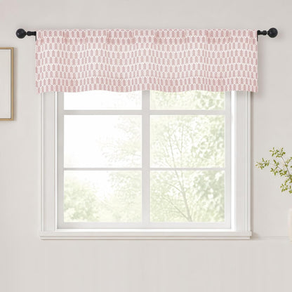 Pink Valances for Windows 14 Inch Length 2 Pcs, Light Filtering Faux Linen Modern Window Valances, Arrow Pattern Rod Pocket Small Curtains for Bedroom Bathroom Basement, 52" W x 14" L